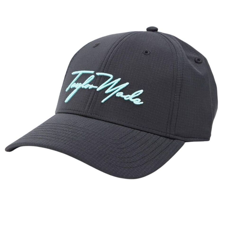 TaylorMade Womens/Ladies Logo Curved Peak Golf Baseball Cap / Black/Aqua